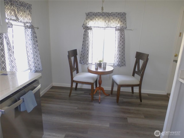 1308 263rd Pl, Ocean Park, WA 98640 - living area with dark wood-style floors and baseboards