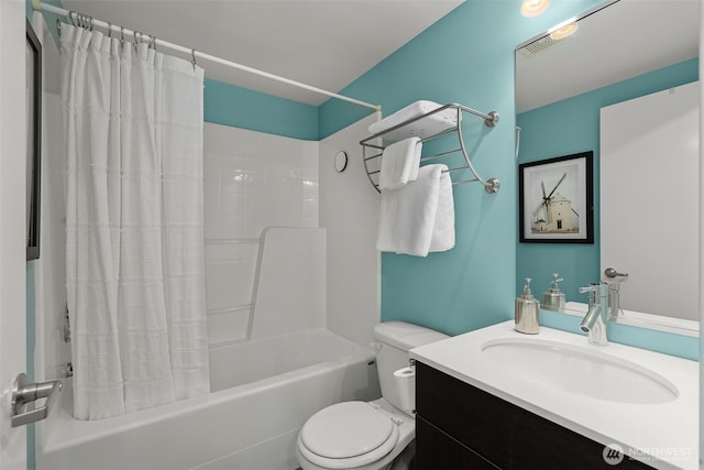 3924 S Brandon St Unit A, Seattle, WA 98118 - bathroom featuring visible vents, toilet, vanity, and shower / bathtub combination with curtain