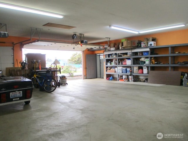 garage with a garage door opener