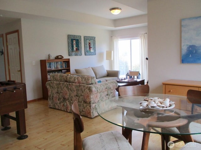 living area featuring light wood-style floors