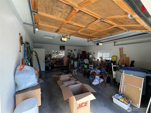 garage with a garage door opener