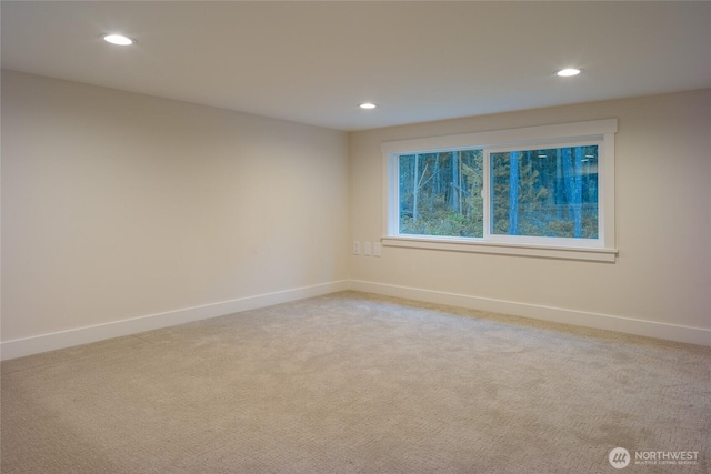 25 Eliza Ln, Lopez Island, WA 98261 - spare room featuring baseboards, recessed lighting, and light colored carpet