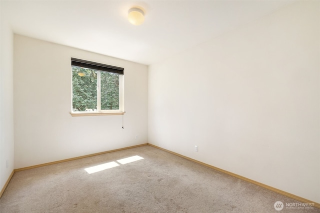 spare room with carpet and baseboards