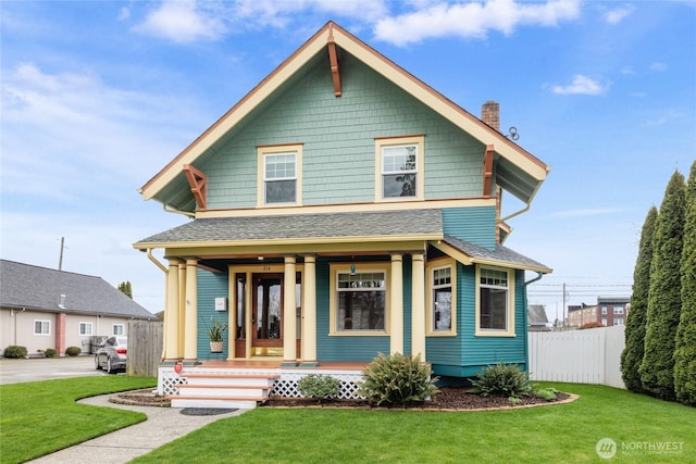814 E Wright Ave, Tacoma, WA 98404 - view of front of home featuring covered porch and a chimney