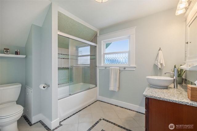 814 E Wright Ave, Tacoma, WA 98404 - full bath featuring vanity, tile patterned floors, and shower / bath combination with glass door
