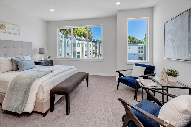 8818 NE 173rd Pl Unit B, Bothell, WA 98011 - carpeted bedroom with baseboards and recessed lighting