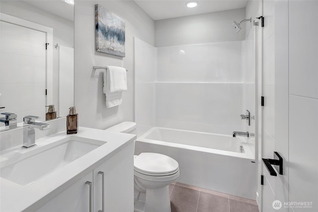 8818 NE 173rd Pl Unit B, Bothell, WA 98011 - full bathroom with vanity, toilet, shower / tub combination, and tile patterned floors