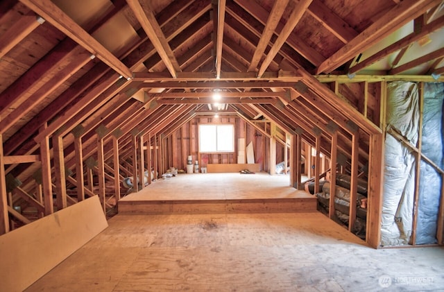 view of unfinished attic