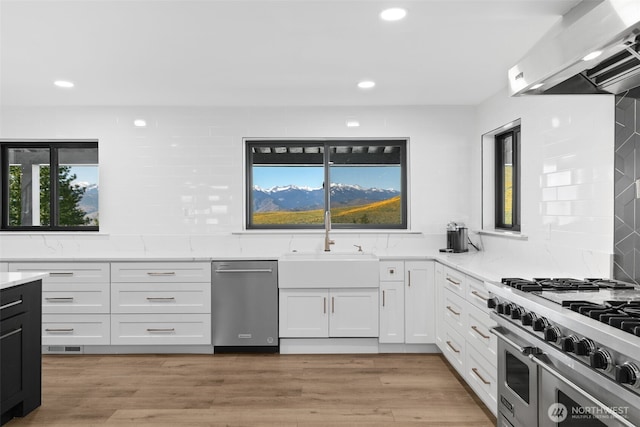 696 Texas Creek Rd, Carlton, WA 98814 - kitchen with stainless steel appliances, recessed lighting, ventilation hood, and tasteful backsplash
