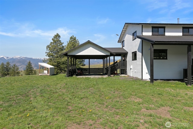 696 Texas Creek Rd, Carlton, WA 98814 - view of property exterior featuring a lawn, a mountain view, and a gazebo