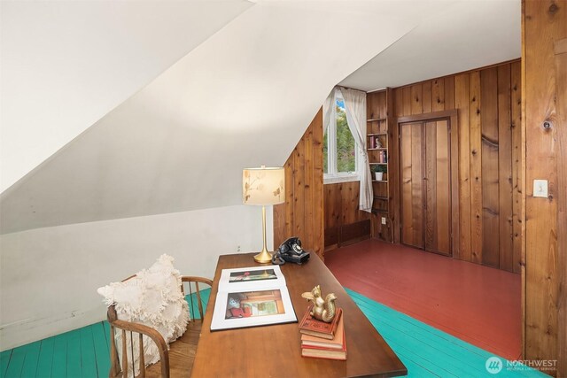 4201 N Mason St, Tacoma, WA 98407 - bonus room featuring wooden walls, wood finished floors, and vaulted ceiling