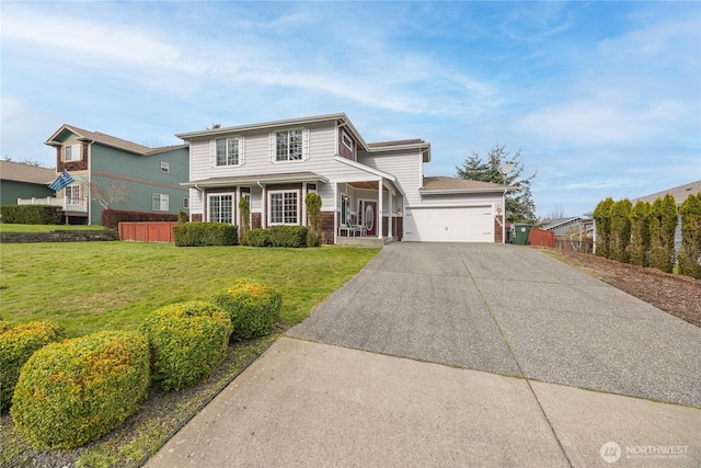 1006 Cathleen St, Port Angeles, WA 98363 - traditional-style house featuring aphalt driveway, fence, an attached garage, a front yard, and a porch