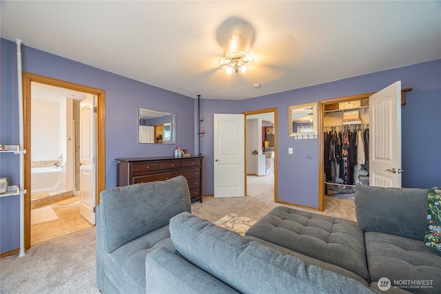 1006 Cathleen St, Port Angeles, WA 98363 - living area with baseboards, ceiling fan, and light carpet