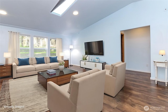 36850 12th Ave S, Federal Way, WA 98003 - living area with wood finished floors, high vaulted ceiling, and recessed lighting