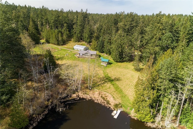 324 Gill Ln, Friday Harbor, WA 98250 - bird's eye view with a water view and a wooded view