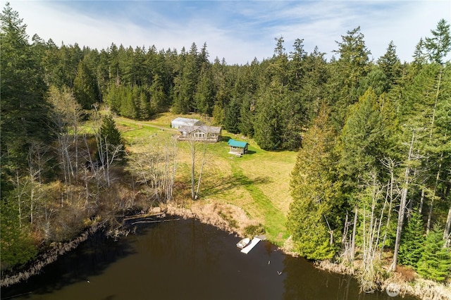 324 Gill Ln, Friday Harbor, WA 98250 - bird's eye view with a water view and a forest view