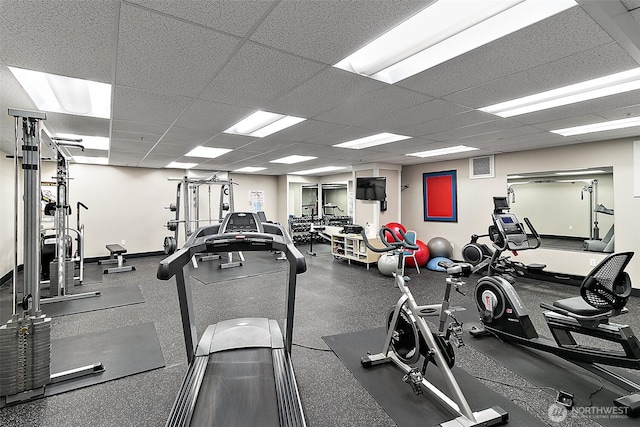 708 Market St Unit 711, Tacoma, WA 98402 - gym featuring baseboards, visible vents, and a drop ceiling