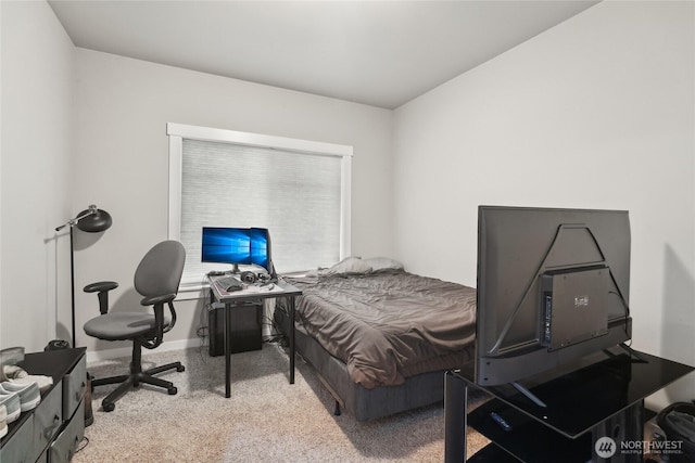 bedroom with baseboards and carpet flooring