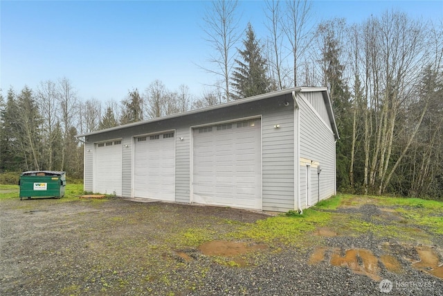 view of detached garage