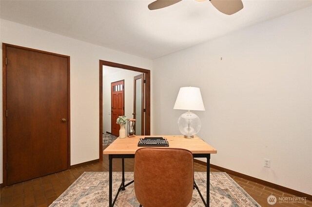 2312 W Crockett St, Seattle, WA 98199 - office area with baseboards and a ceiling fan