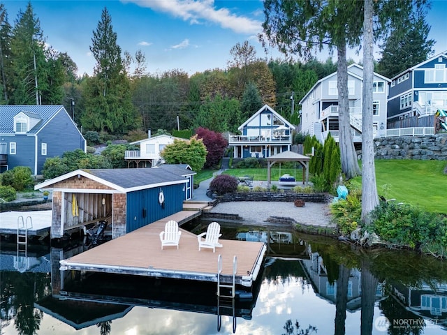 view of dock featuring a gazebo