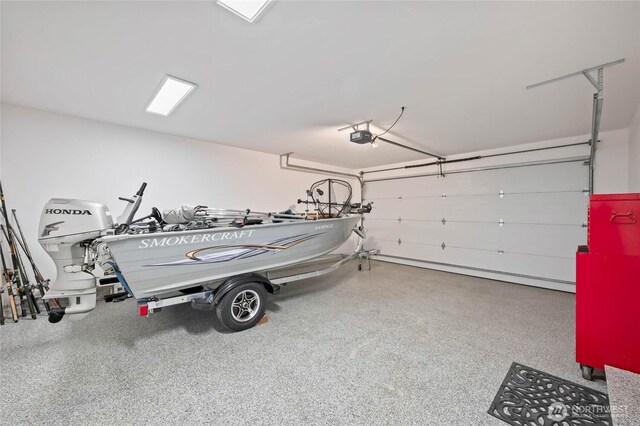 garage with a garage door opener