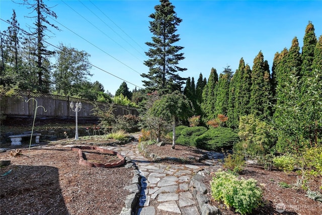 view of yard featuring fence