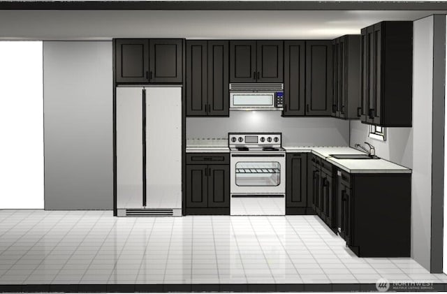 817 Lewis, Walla Walla, WA 99362 - kitchen featuring a sink, built in refrigerator, light countertops, electric stove, and dark cabinets