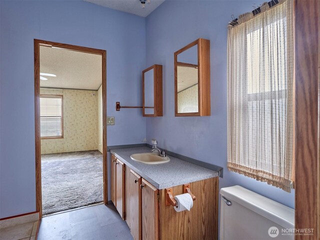 1850 Heartwood Dr, Woodland, WA 98674 - half bath with a textured ceiling, toilet, and vanity