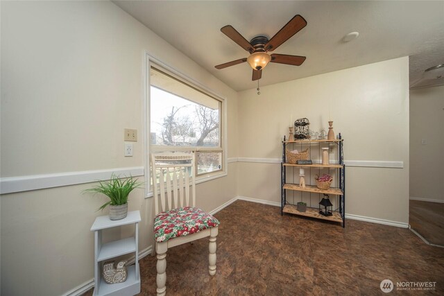 708 S Park Pl, Ellensburg, WA 98926 - sitting room featuring baseboards and ceiling fan