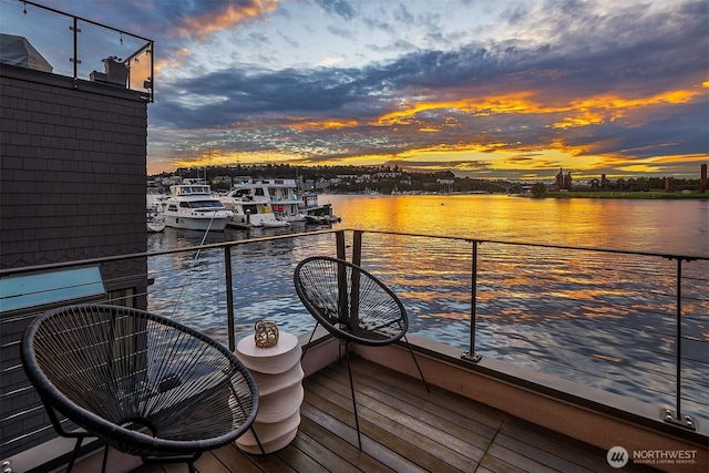 balcony with a water view