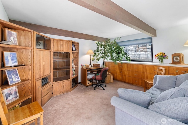9716 Hunter Point Rd NW, Olympia, WA 98502 - office featuring beamed ceiling and light colored carpet