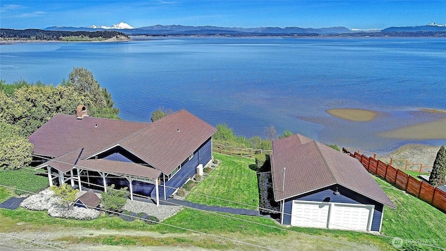 987 Cavalero Rd, Camano Island, WA 98282 - drone / aerial view with a water and mountain view