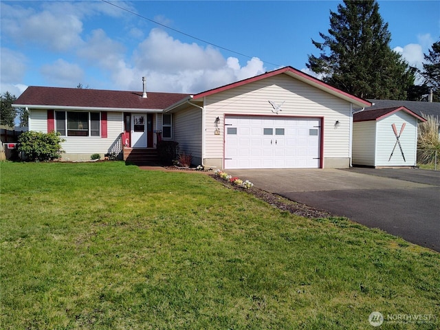 192 Canal Dr NE, Ocean Shores, WA 98569 - ranch-style home featuring driveway, an attached garage, and a front lawn