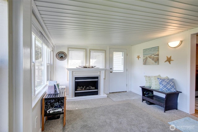 192 Canal Dr NE, Ocean Shores, WA 98569 - carpeted living room with a fireplace