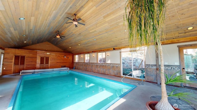pool with a ceiling fan