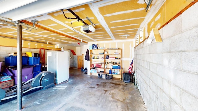 garage with a garage door opener