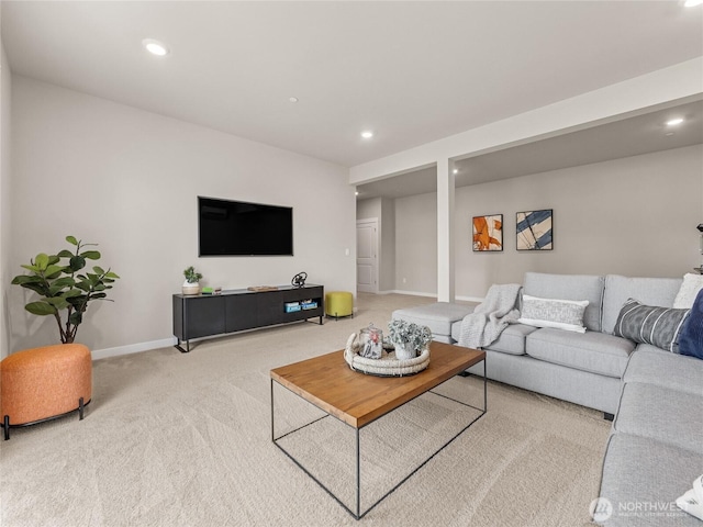 16226 SE 133rd Pl Unit 104, Renton, WA 98059 - living room featuring carpet floors, baseboards, and recessed lighting