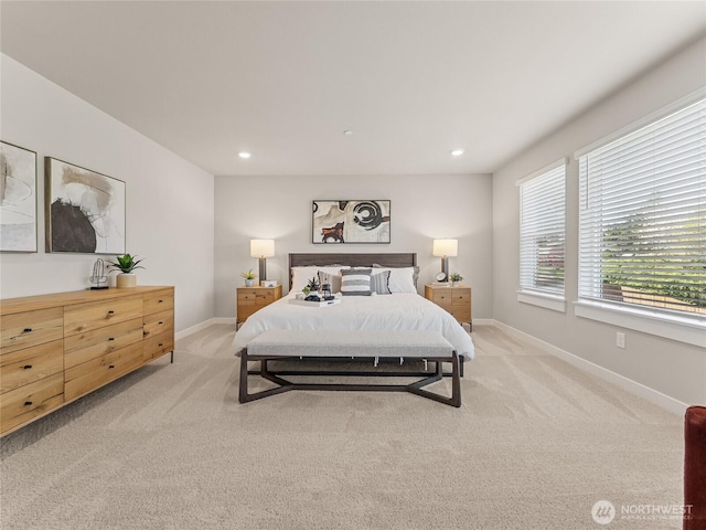 16226 SE 133rd Pl Unit 104, Renton, WA 98059 - bedroom featuring baseboards, light colored carpet, and recessed lighting