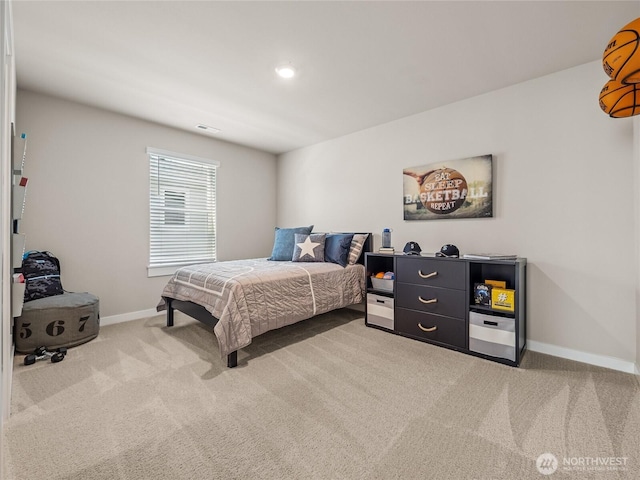 16226 SE 133rd Pl Unit 104, Renton, WA 98059 - bedroom with light carpet, baseboards, and recessed lighting