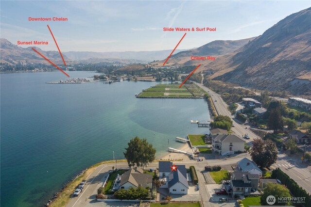 117 Water St, Chelan, WA 98816 - bird's eye view with a water and mountain view