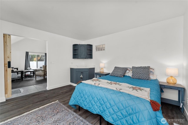 117 Water St, Chelan, WA 98816 - bedroom with baseboards and dark wood finished floors