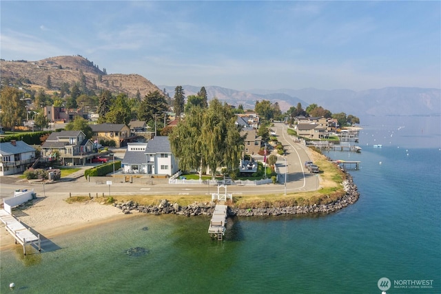 117 Water St, Chelan, WA 98816 - aerial view with a water and mountain view and a residential view