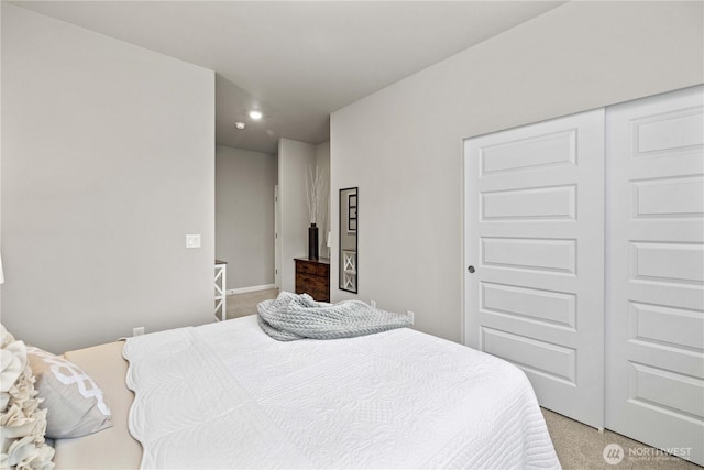 22819 SE Fir St, Black Diamond, WA 98010 - bedroom featuring a closet, recessed lighting, and light carpet