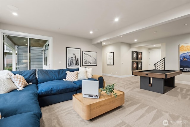 16306 SE 133rd Pl Unit 105, Renton, WA 98059 - living room featuring light carpet and recessed lighting
