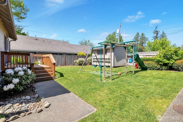 250 SE Andrews St, Issaquah, WA 98027 - view of yard with a playground and a wooden deck