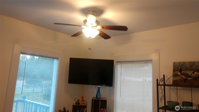 bedroom featuring ceiling fan