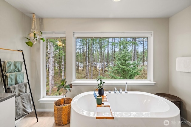 24014 Lily Pl SE, Black Diamond, WA 98010 - bathroom with a soaking tub and baseboards