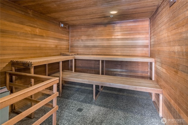 view of sauna