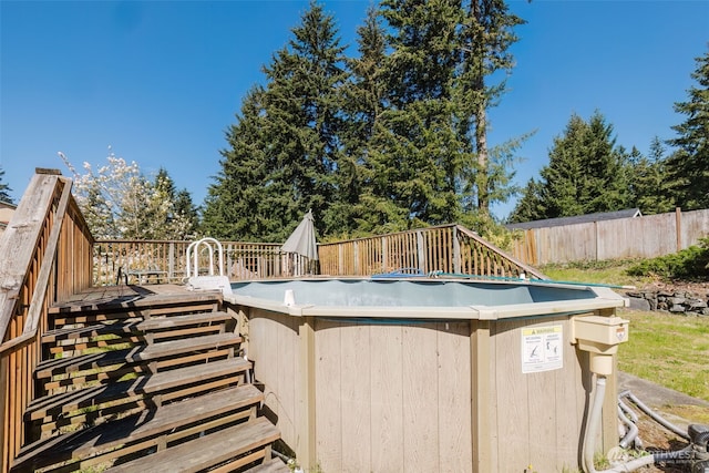view of pool with fence and a fenced in pool